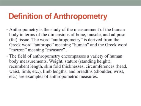 SOLUTION: Anthropometric measurement - Studypool