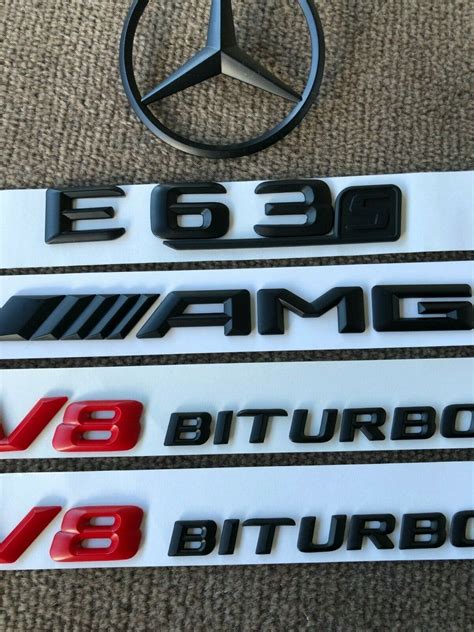 Matte Black Red E S Amg V Biturbo Sticker Emblem Badge Package For