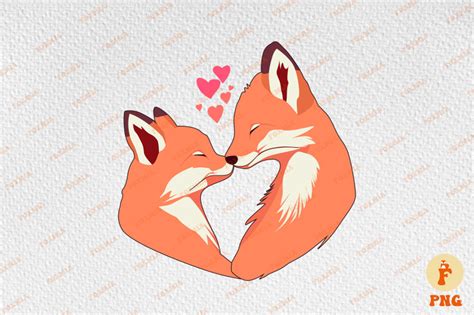 Cute Couple Fox Kissing Valentines Day By Mulew Art Thehungryjpeg