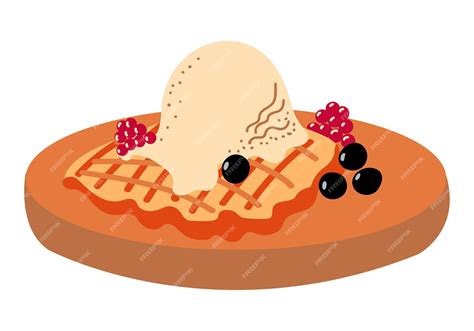 Premium Vector Croffle With Ice Cream Berries Korean Dessert Vector Sweet Food