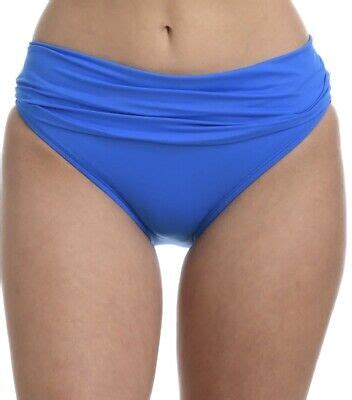 La Blanca Shirred Banded Hipster Bikini Bottoms Capri Blue Size