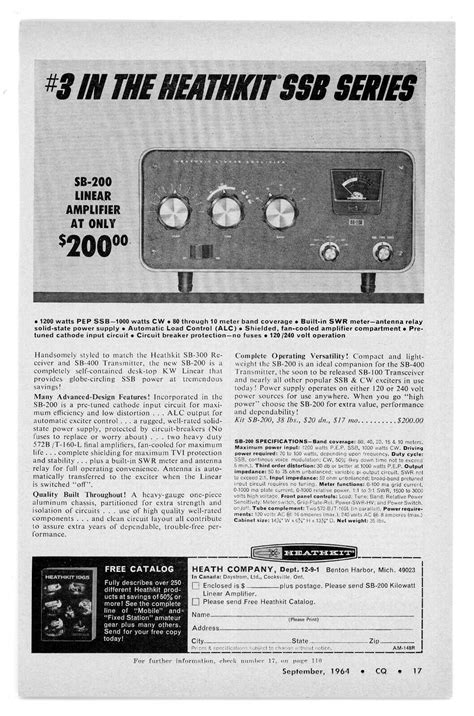 Cq Ham Radio Magazine Print Ad Sb 200 Linear Amplifier From Radio Shack