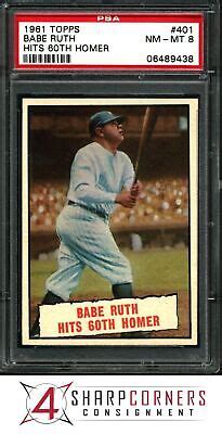 1961 TOPPS 401 BABE RUTH HITS 60TH HOMER PSA 8 EBay