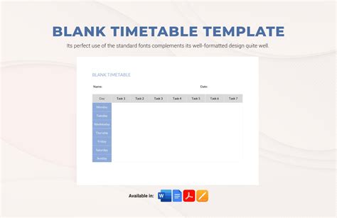 Timetable Templates In Word Free Download