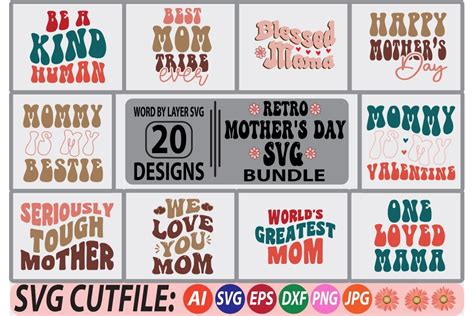 Retro Mothers Day Svg Bundle Vol 1 Bundle · Creative Fabrica