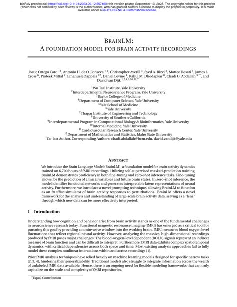 Pdf Brainlm A Foundation Model For Brain Activity Recordings