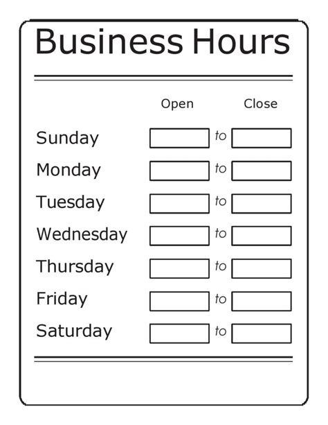 40 Printable Business Hours Templates (Word & PDF)