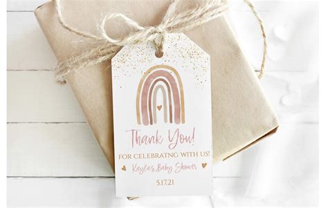 Editable Boho Rainbow Thank You Party Tags Baby Shower Favor Etsy