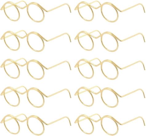 Haowul 10 Pair Small Glasses Metal Wire Rim Lensless Eyewear Fabric Dress Up Eyeglasses Classic