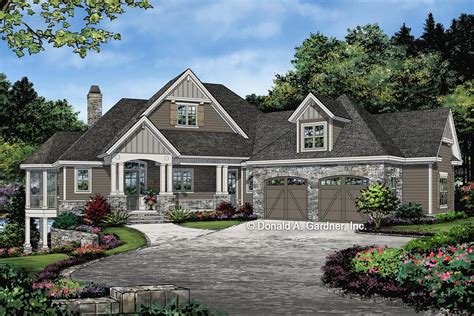 Country Craftsman Home Plan With Angled Garage 444021GDN