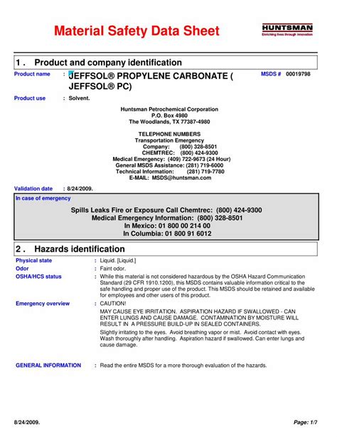 Pdf Material Safety Data Sheet Alchem Chemical Carbonate