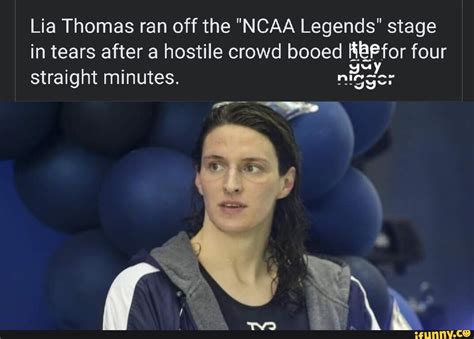 Lia Thomas ran off the "NCAA Legends" stage in tears after a hostile ...