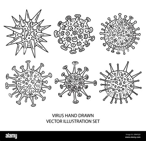 Different Kinds Of Virus Sketch Set Hand Drawn Illustration