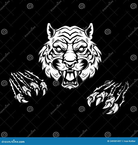 Tiger Head And Claws Design Element For Logo Emblem Sign Poster T