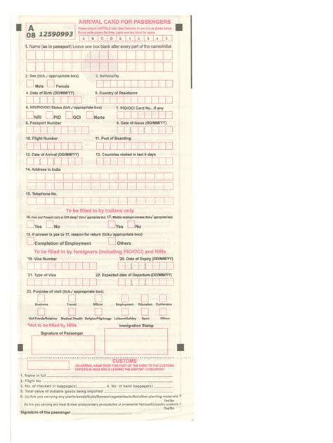 India Immigration Form Arrival 2023 - Fill Online, Printable, Fillable ...