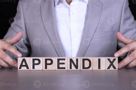 APPENDIX The Word Is Written On Wooden Cubes Blocks On The Background