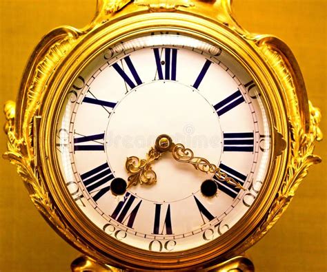 Golden Clock Stock Photo Image Of Mechanical Time Vintage