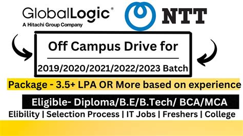 Globallogic Off Campus Drive 2019 2020 2021 2022 2023 Batch NTT Data