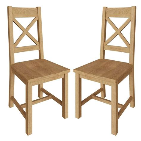 Concan Oak Wooden Cross Back Dining Chairs In Pair Furniture In Fashion