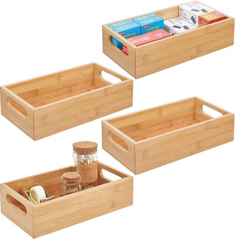 mDesign caisse de rangement avec poignées lot de 4 boîte en bois