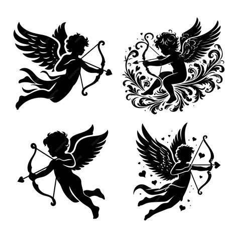 Premium Vector Cupid Silhouette Vector Illustration Set