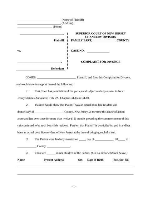 Nj Divorce Doc Template PdfFiller