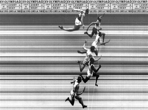 Photo Finish Of The Metres Final At The Summer Olympics In Helsinki