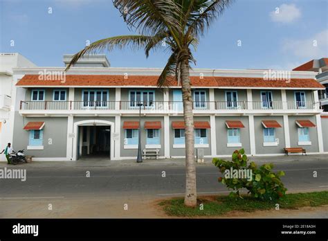 Sri Aurobindo Ashram Press building in Pondicherry, India Stock Photo ...