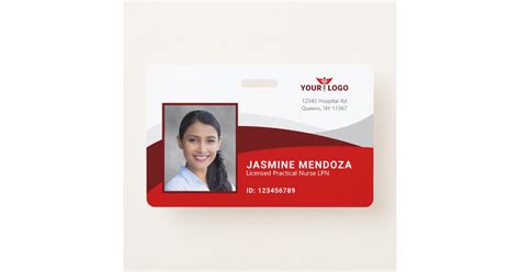 Red Horizontal Template Logo Employee Name Id Badge