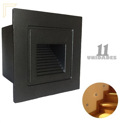 Kit 11 Balizador Parede Preto Mini Embutido Led Externo No Shoptime