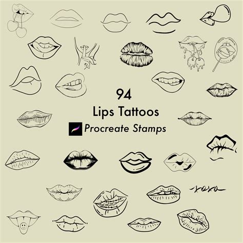 Lips Tattoo Procreate Stamps Procreate Brushes Procreate Stamps Tattoo ...