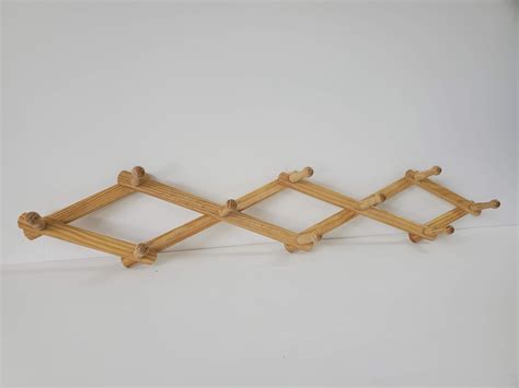 Vintage Blonde Wooden Accordion Wall Hooks 10 Pegs Etsy
