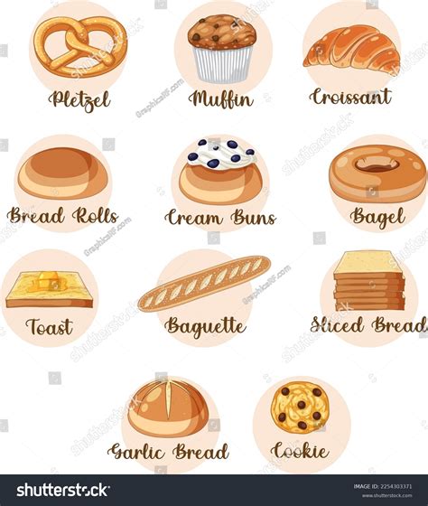 Different Types Bread Name Illustration Stock Vector (Royalty Free ...