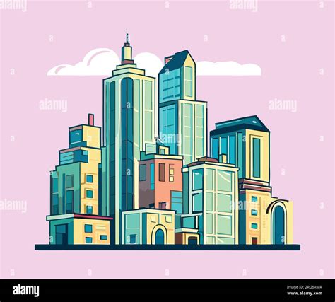 Beautiful Flat Vector Illustration Of Buildings Stock Vector Image