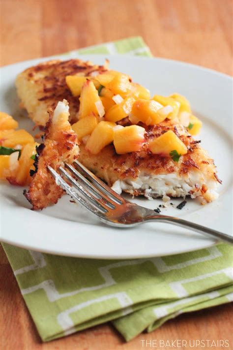 The Baker Upstairs Coconut Crusted Tilapia With Fresh Peach Salsa