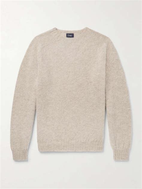Drakes Brushed Shetland Wool Sweater Reversible