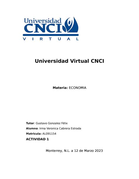 Economia Act 1 ACTIVIDAD 1 Universidad Virtual CNCI Materia