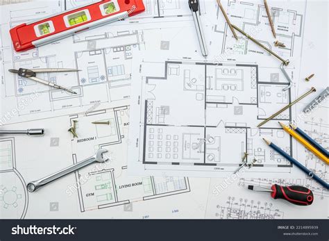 Drawing Drafting Table Drawing Tools Spread Stock Photo 2214895939 ...