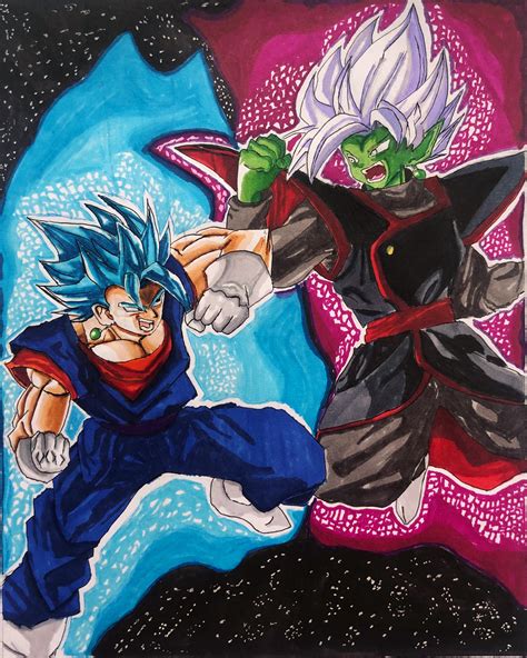 YOSHAAA! Vegito blue vs Fused Zamasu done by me : r/dbz