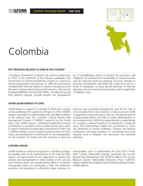 Country Program Update: Colombia | GFDRR