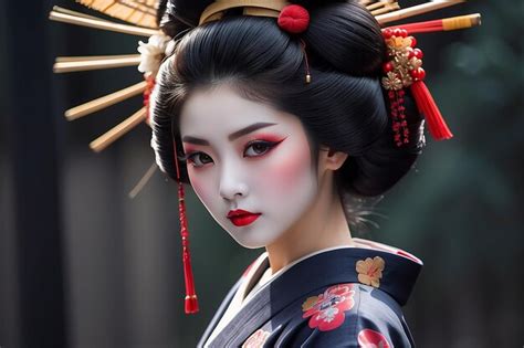 Japanese Geisha In Traditional Costume Photography Portrait Fashion