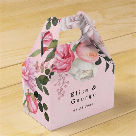 Delicate Blush White Watercolor Floral Wedding Favor Box Zazzle