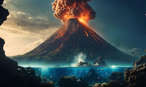 Premium AI Image | Underwater Volcanoes in the Ocean Floor