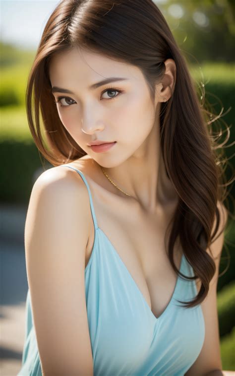 A woman in a blue dress posing for a picture - SeaArt AI