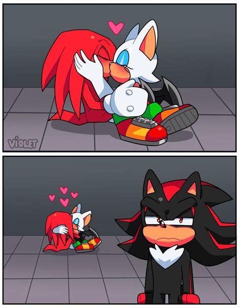 An Image Of Sonic And Shadow Kissing Each Other