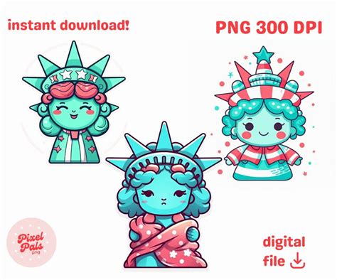 Statue Of Liberty Cute Kawaii Illustration Commercial Use Clipart