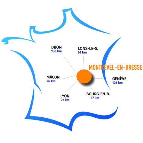 Situation géographique Mairie de Montrevel en Bresse