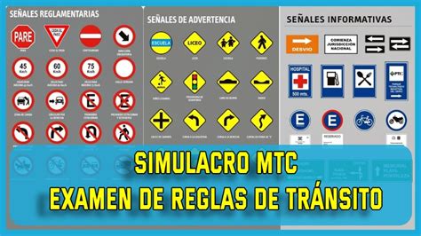 Simulacro MTC 2024 Exámen de Reglas Tránsito