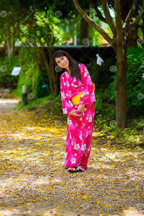 Young Woman Wearing Japanese Traditional Yukata Stock Image Image Of