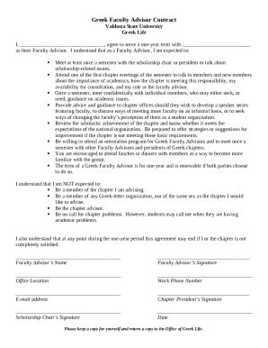 Greek Faculty Advisor Contract Doc Template PdfFiller